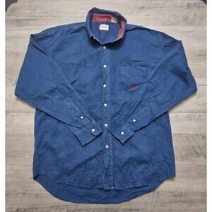 Vintage Bugle Boy Company Shirt Mens Medium Long Sleeve Shirt Button Up Blue